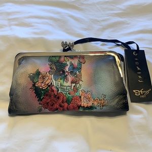 Sharif leather wallet w/kiss-lock